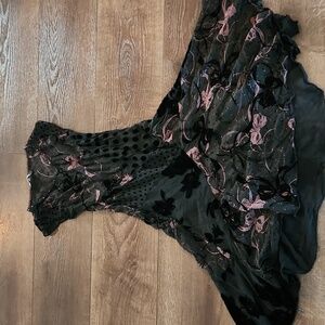 VTG MONKEY WEAR  black sheer floral Velvet Whimsigoth Fairy Dress
